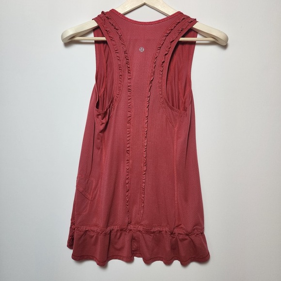Lululemon Red Orange Drawstring Hem Stretchy Pullover Tank Top Sleeveless Size 6 - Picture 6 of 8